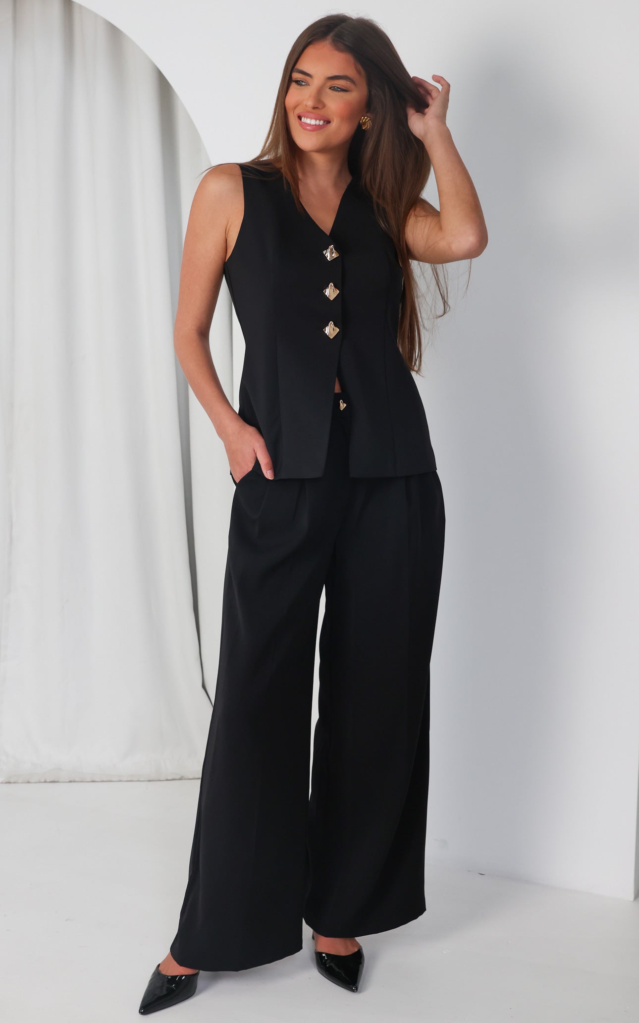 Carson Vest Top - Black