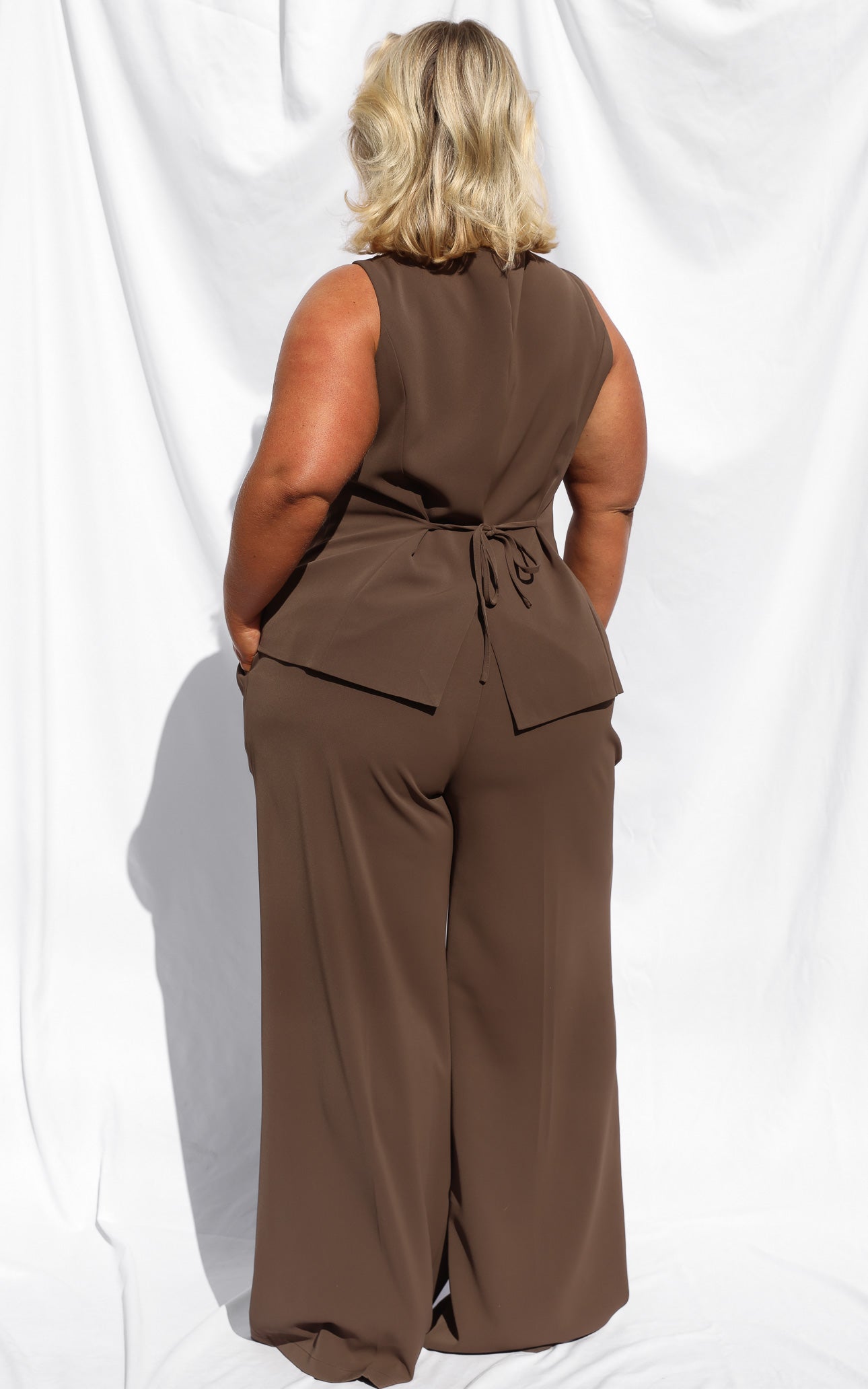 Carson Wide Leg Pants - Coffee Brown