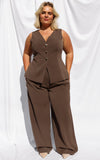 Carson Wide Leg Pants - Coffee Brown