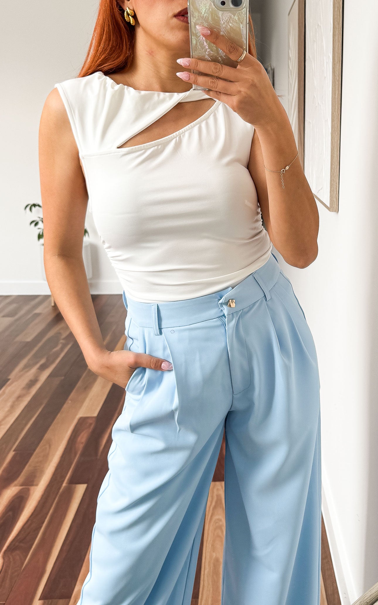 Carson Wide Leg Pants - Baby Blue