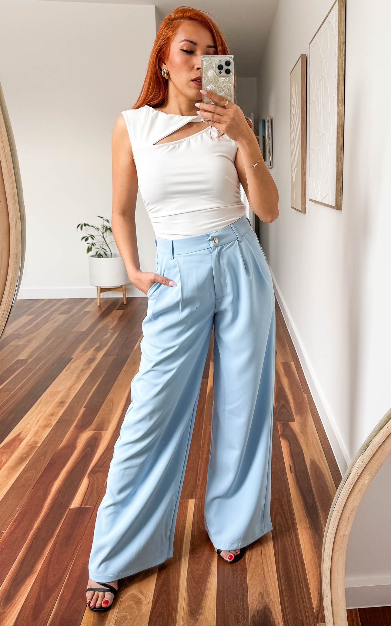 Carson Wide Leg Pants - Baby Blue