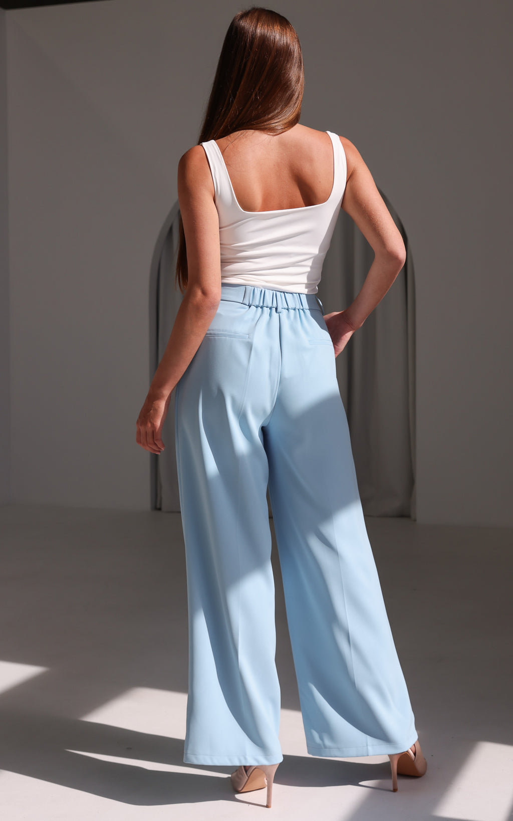 Carson Wide Leg Pants - Baby Blue