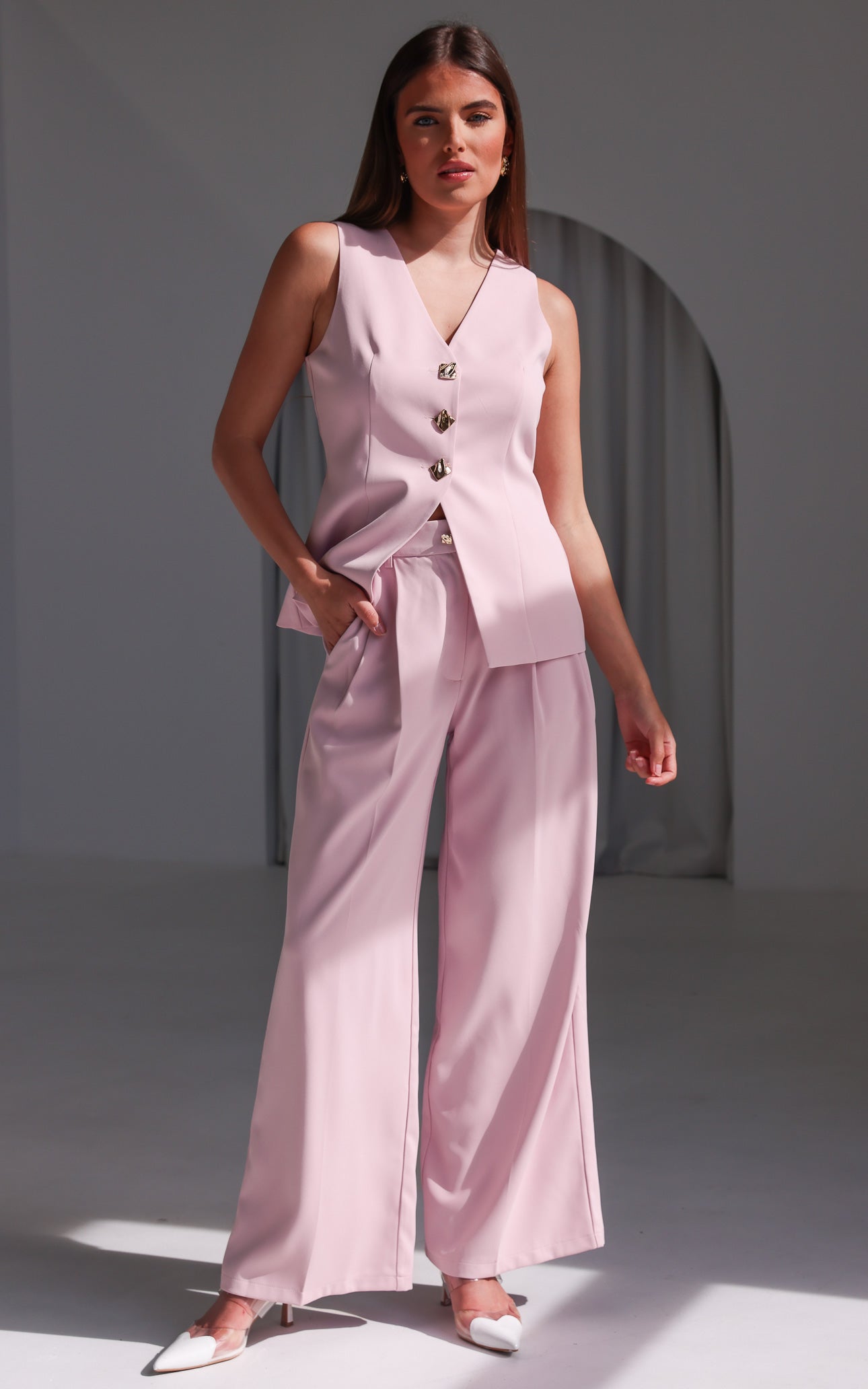 Carson Wide Leg Pants - Pink