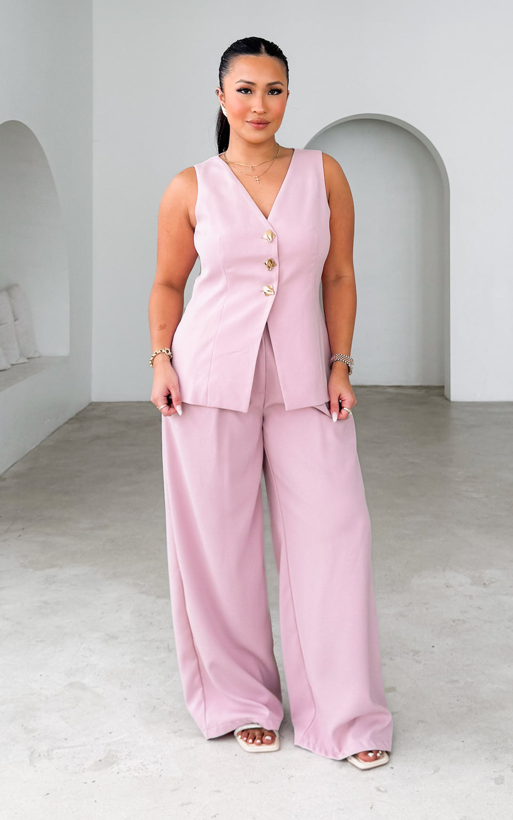 Carson Wide Leg Pants - Pink