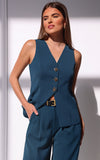 Carson Vest Top - Teal Blue