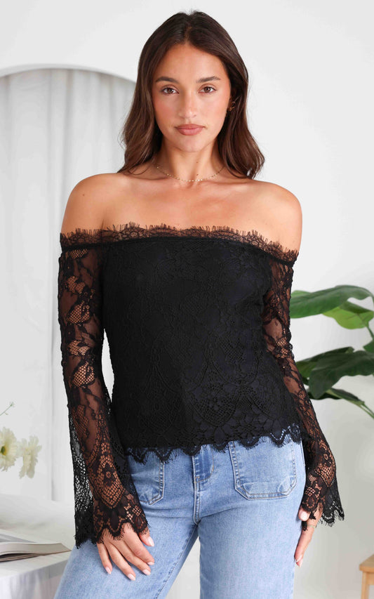 (Preorder) Casanova Lace Top - Black