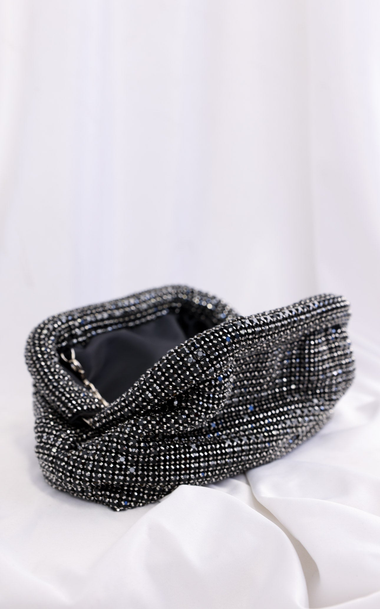 Cassian Crystal Rhinestone Clutch Bag - Black