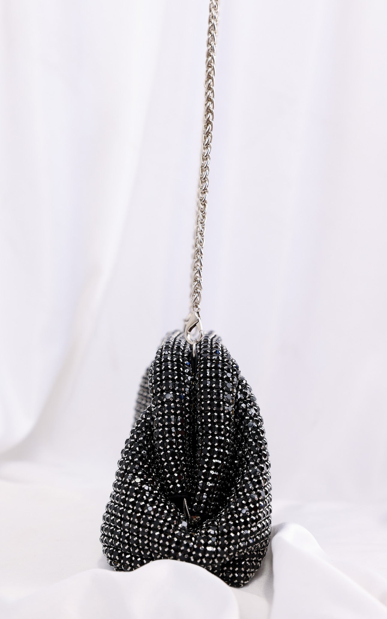 Cassian Crystal Rhinestone Clutch Bag - Black