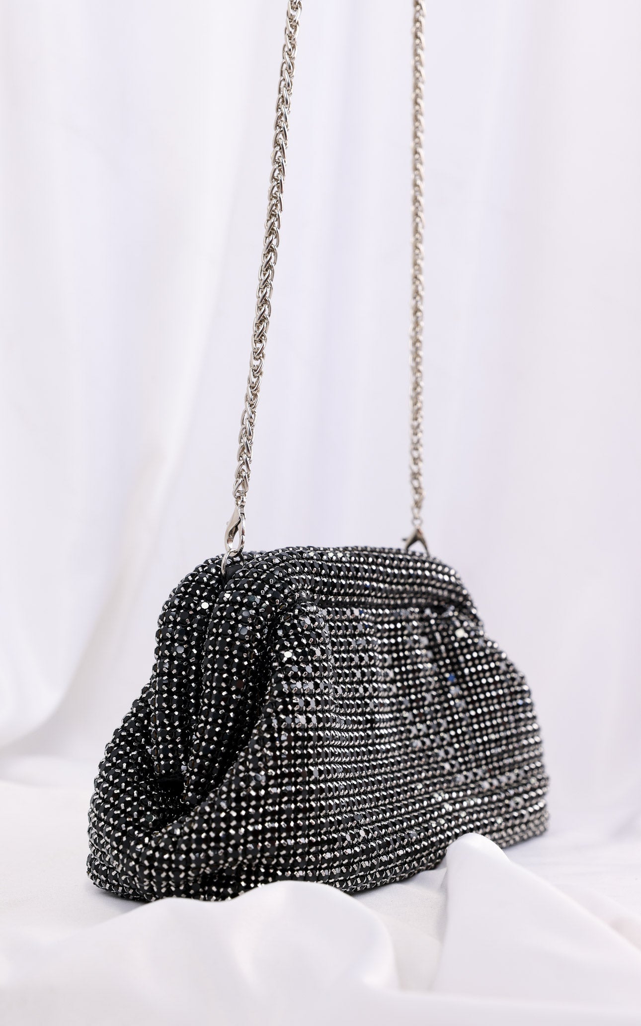 Cassian Crystal Rhinestone Clutch Bag - Black