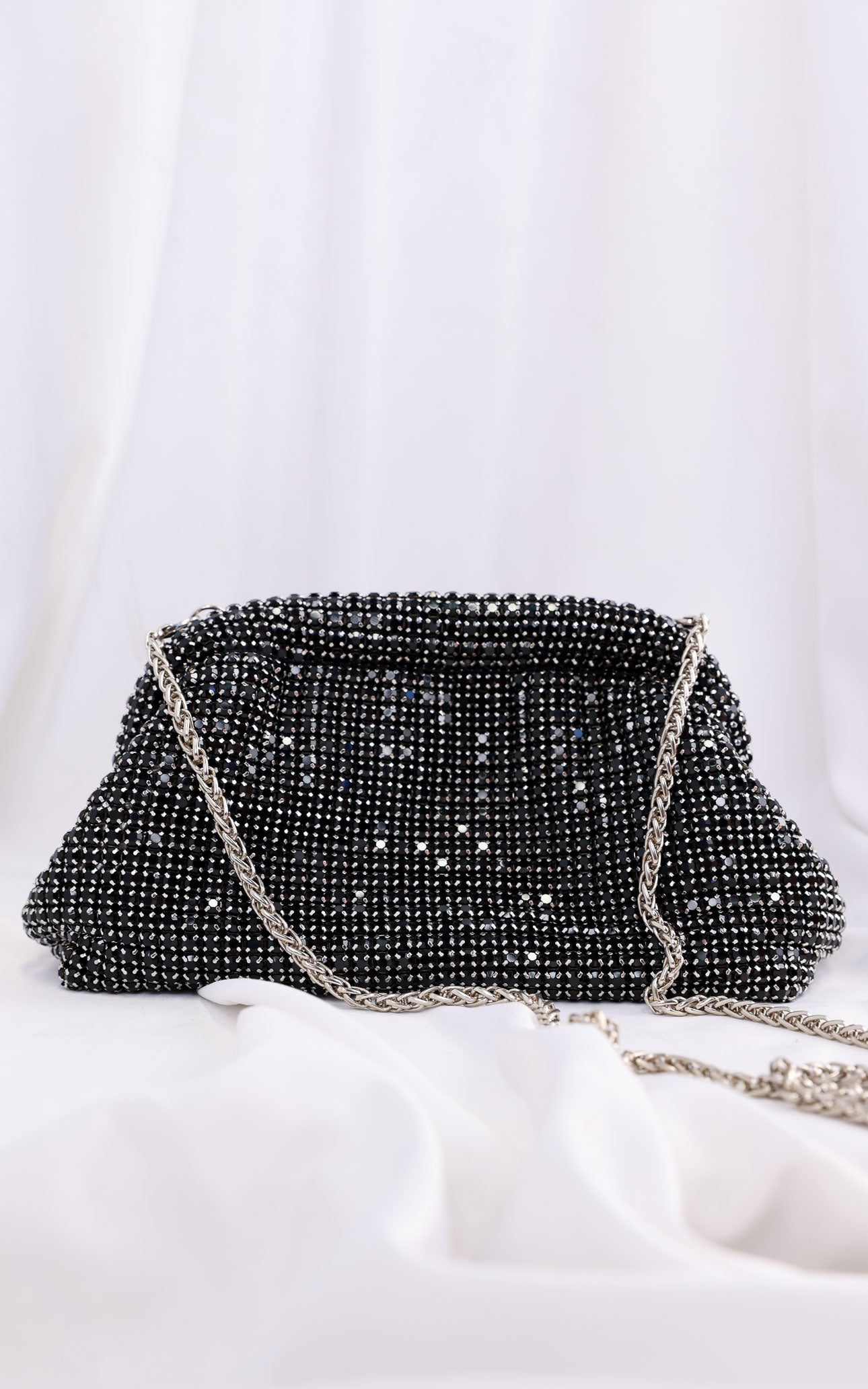 Cassian Crystal Rhinestone Clutch Bag - Black