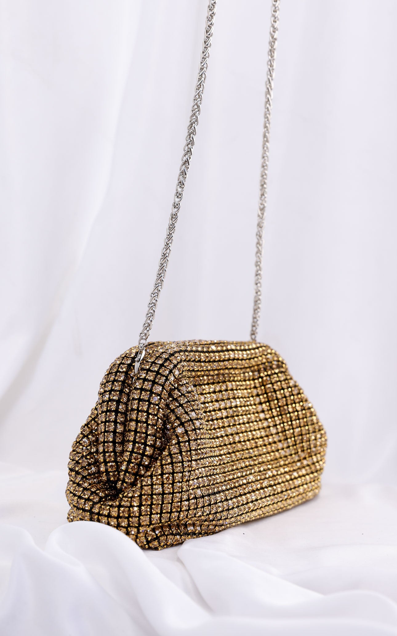 Cassian Crystal Rhinestone Clutch Bag - Gold