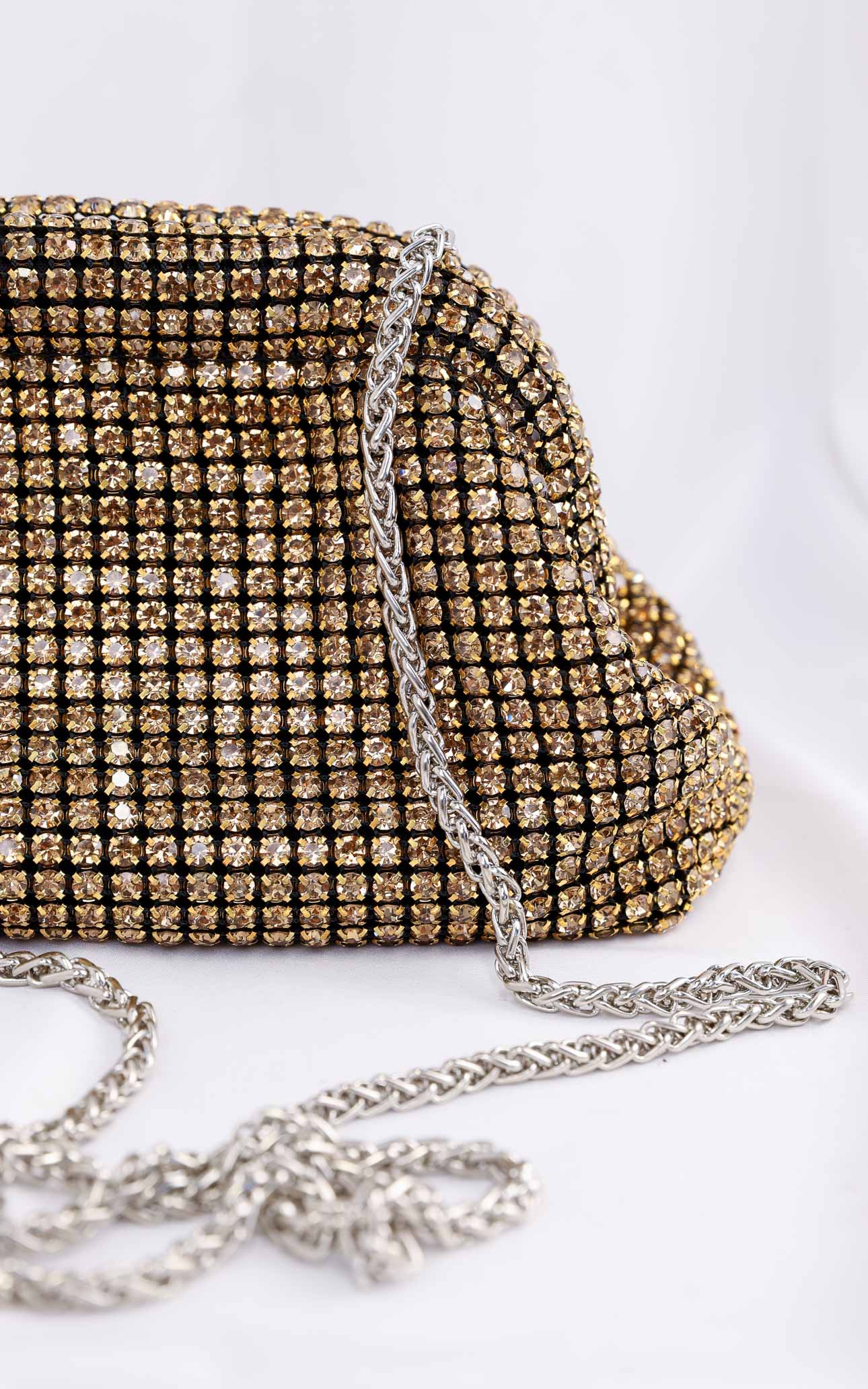 Cassian Crystal Rhinestone Clutch Bag - Gold