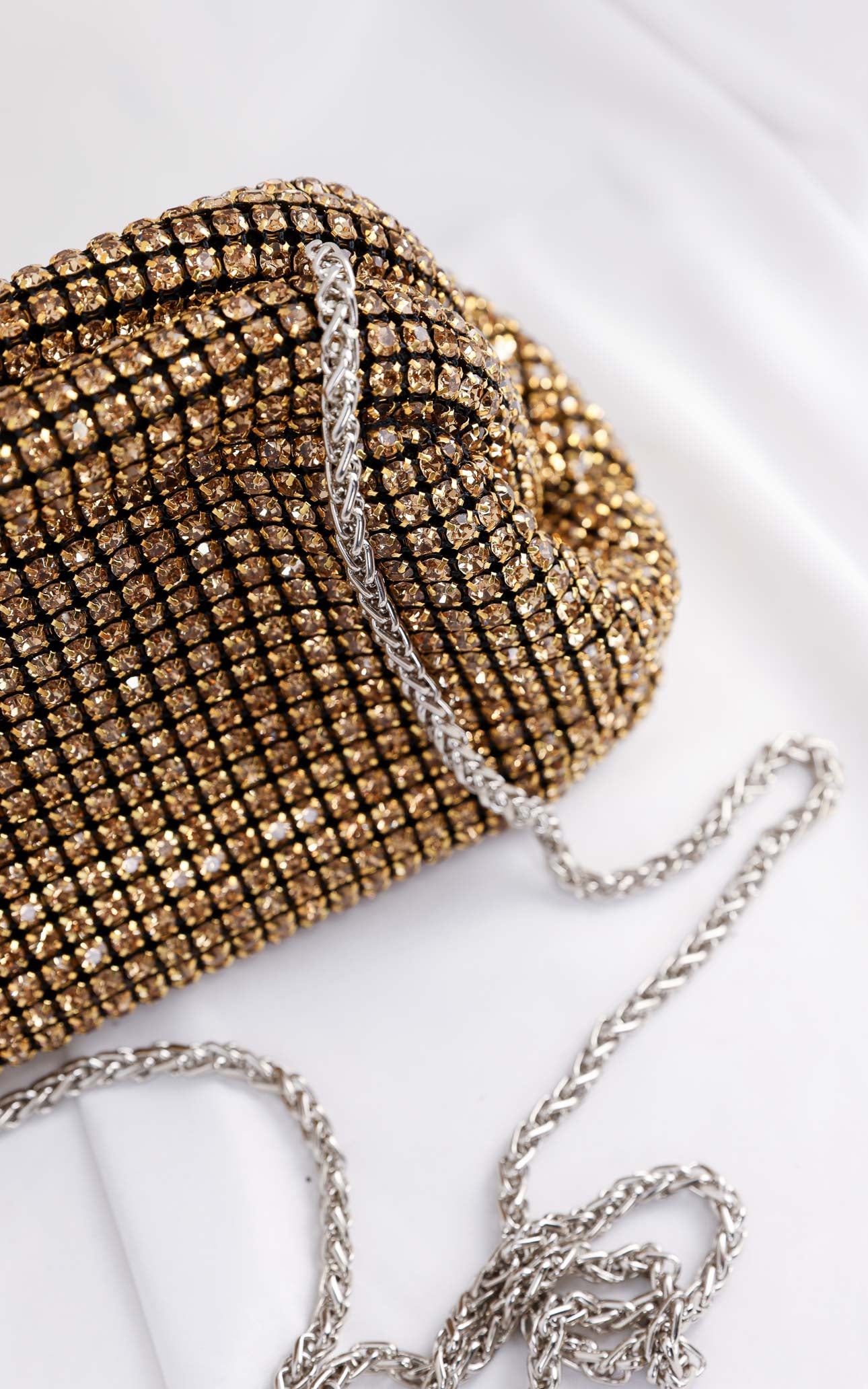 Cassian Crystal Rhinestone Clutch Bag - Gold