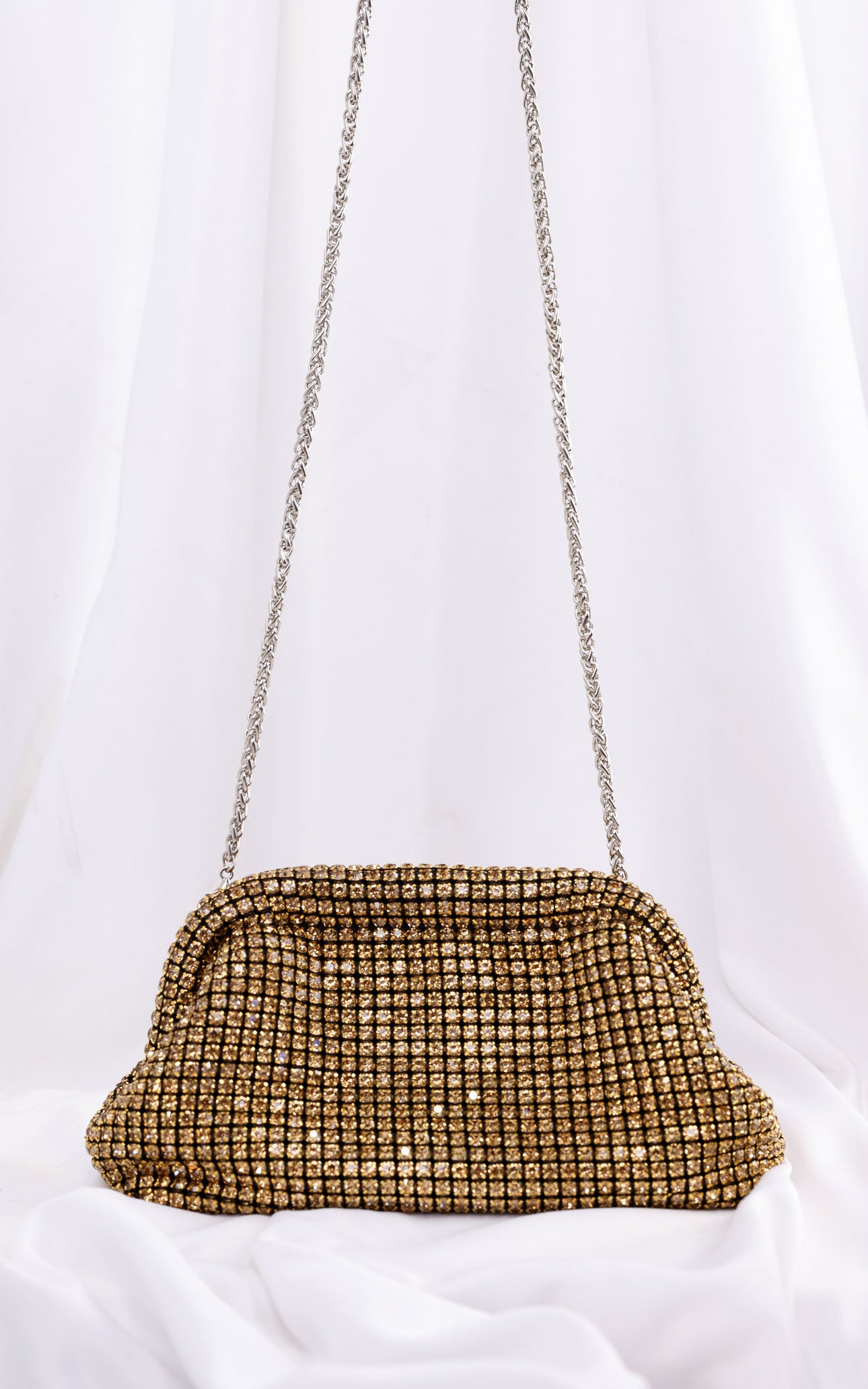 Cassian Crystal Rhinestone Clutch Bag - Gold