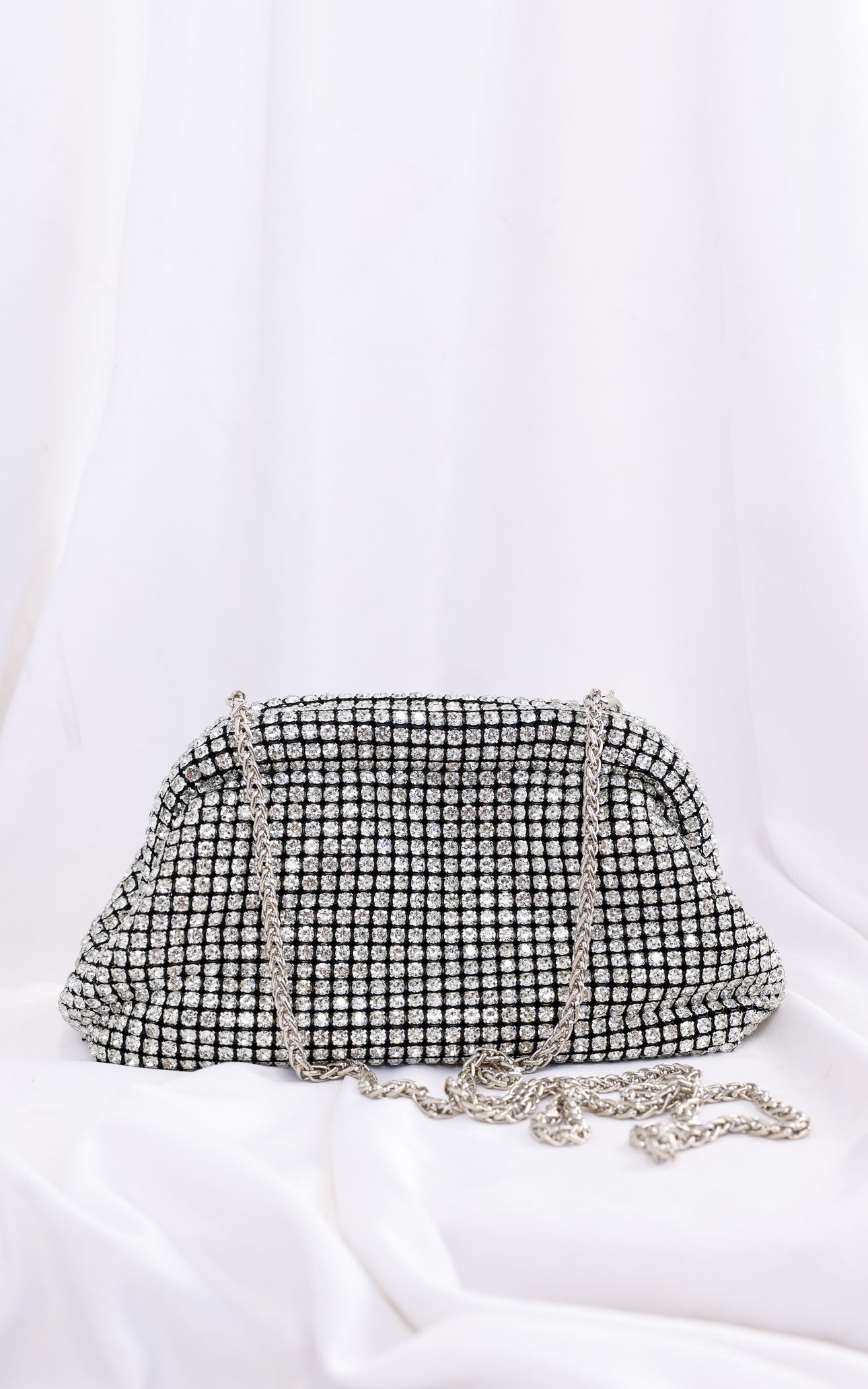 Cassian Crystal Rhinestone Clutch Bag - Silver