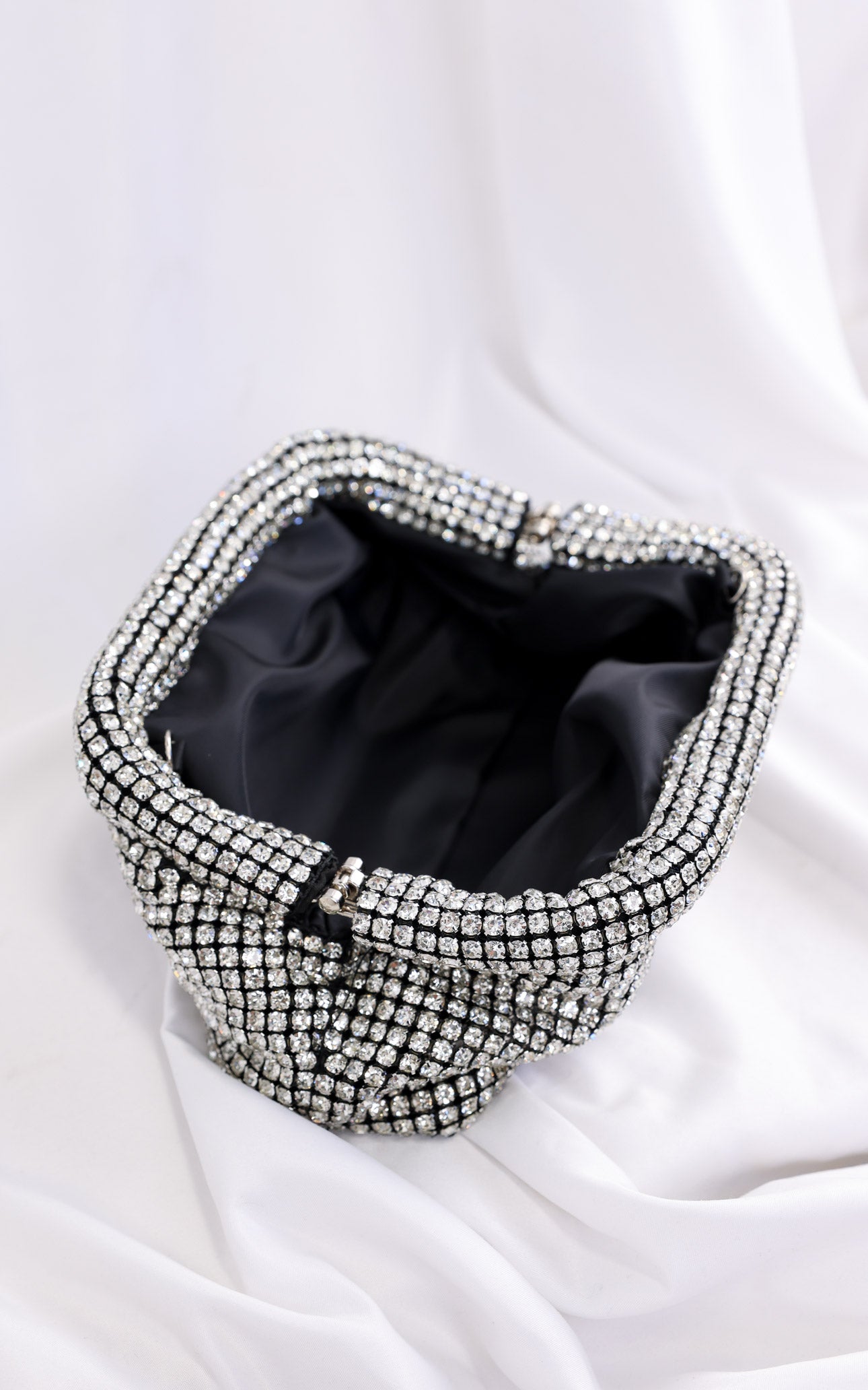 Cassian Crystal Rhinestone Clutch Bag - Silver