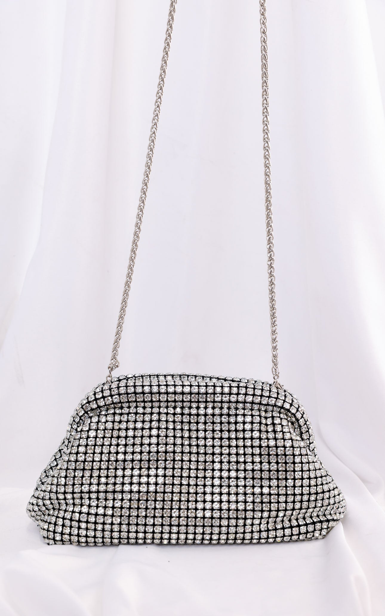 Cassian Crystal Rhinestone Clutch Bag - Silver