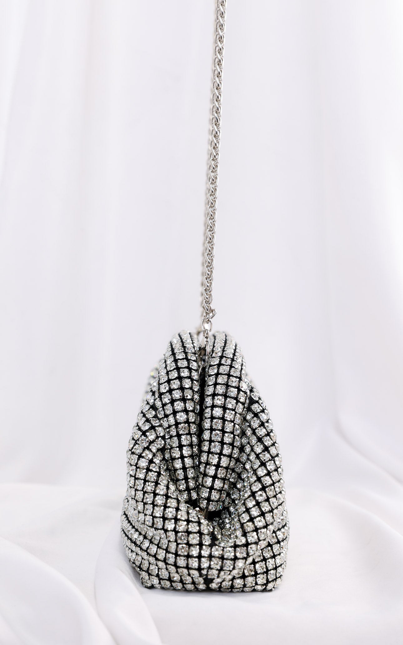 Cassian Crystal Rhinestone Clutch Bag - Silver