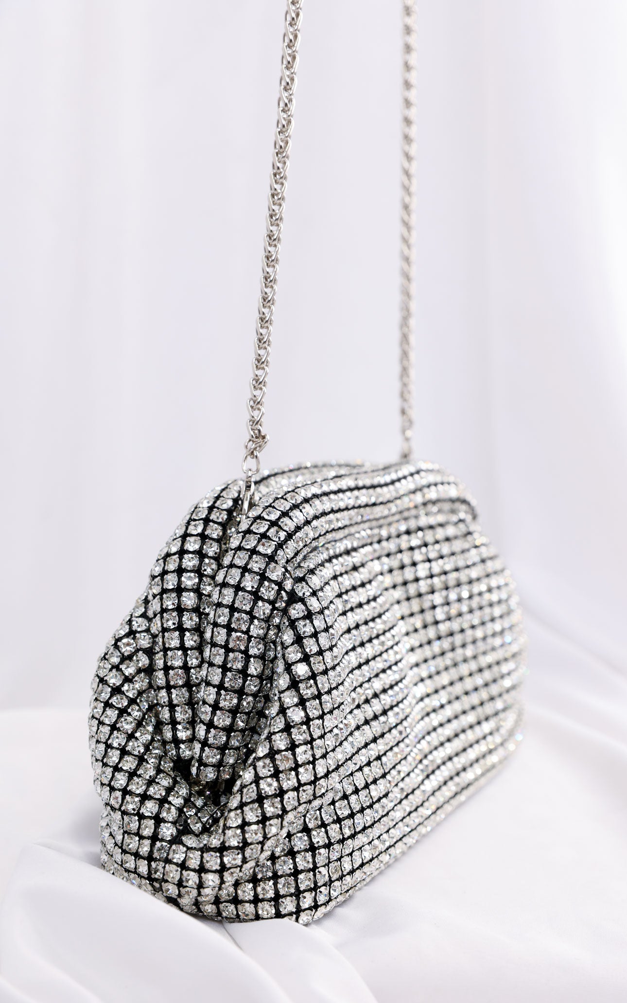 Cassian Crystal Rhinestone Clutch Bag - Silver