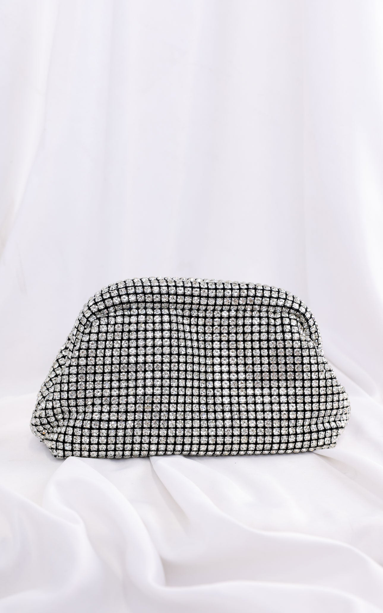 Cassian Crystal Rhinestone Clutch Bag - Silver