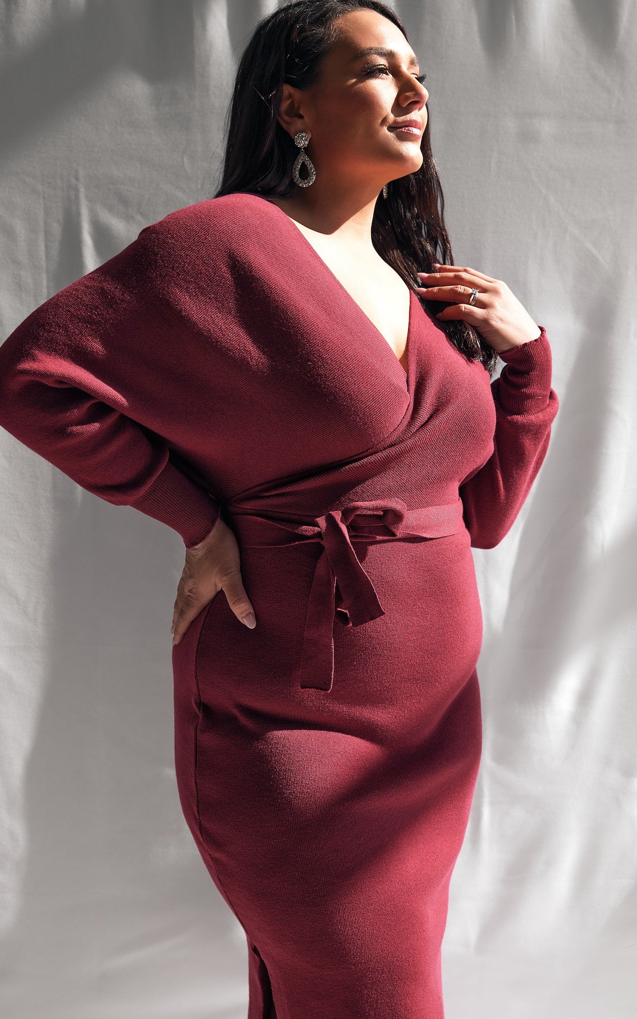 Catherine Knit Midi Dress - Burgundy