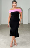 Celine Midi Dress - Black Pink