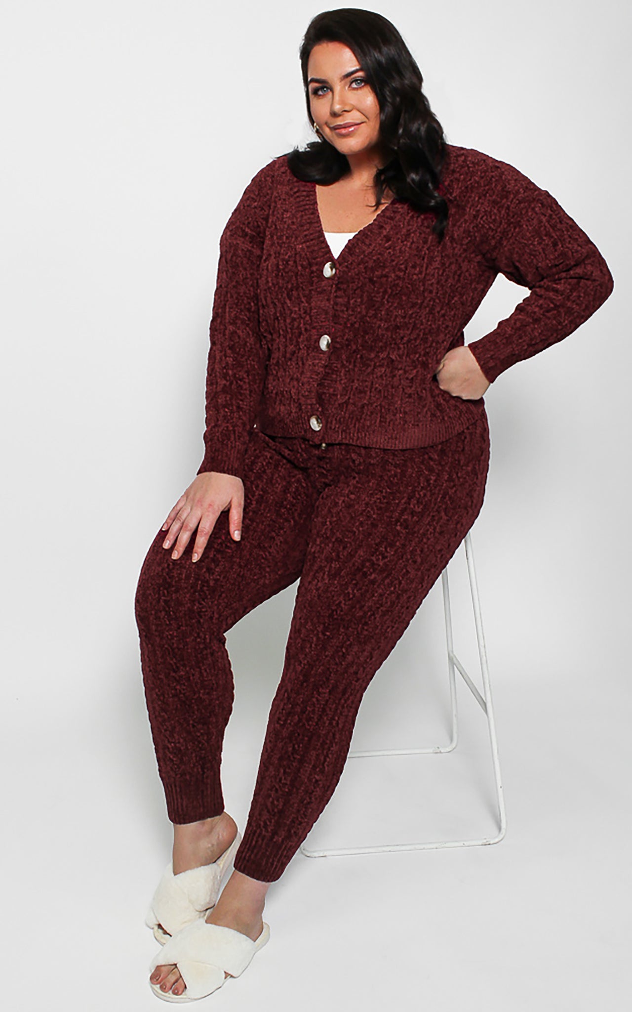 Chanelle Knit Pants - Burgundy