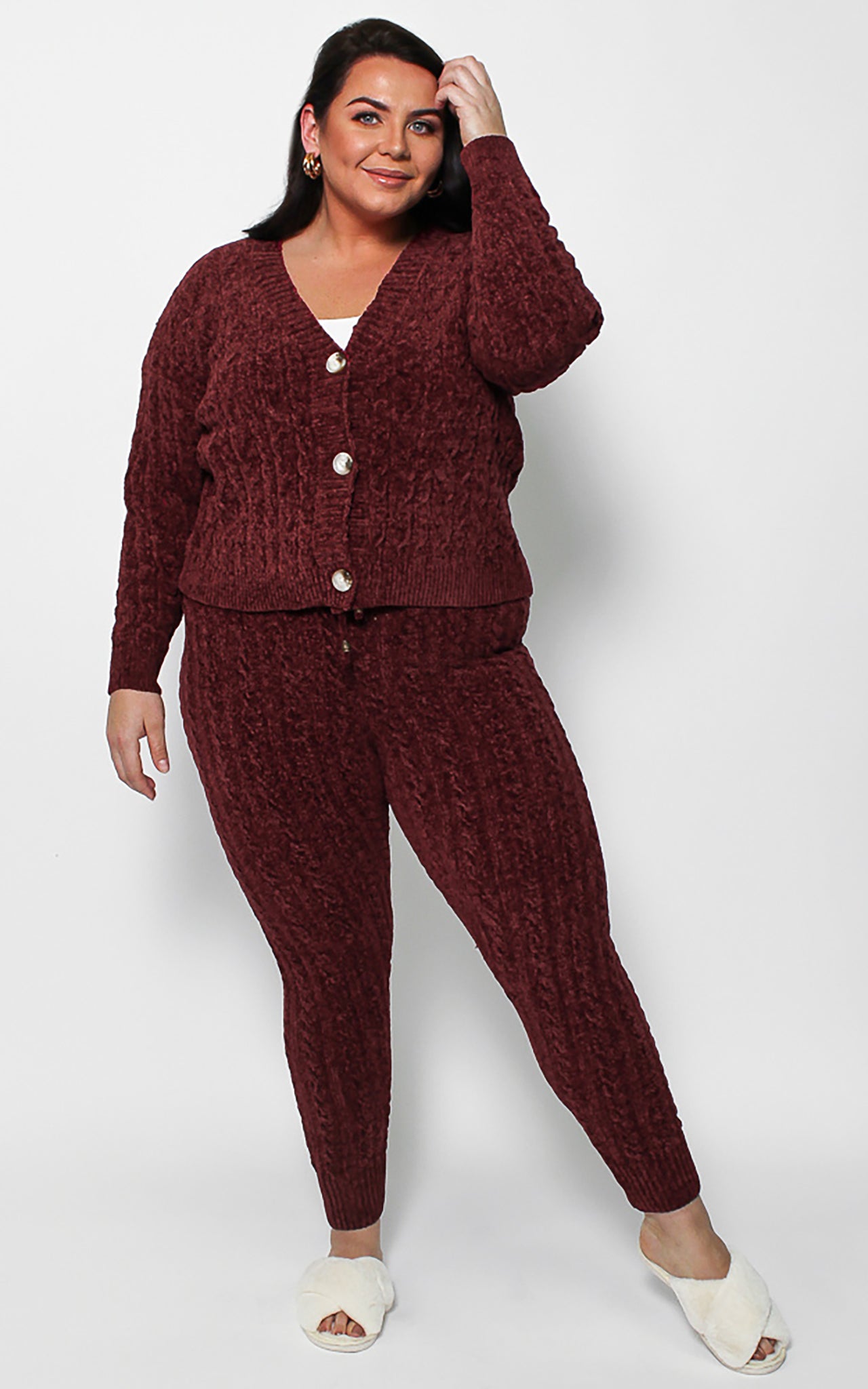 Chanelle Knit Pants - Burgundy