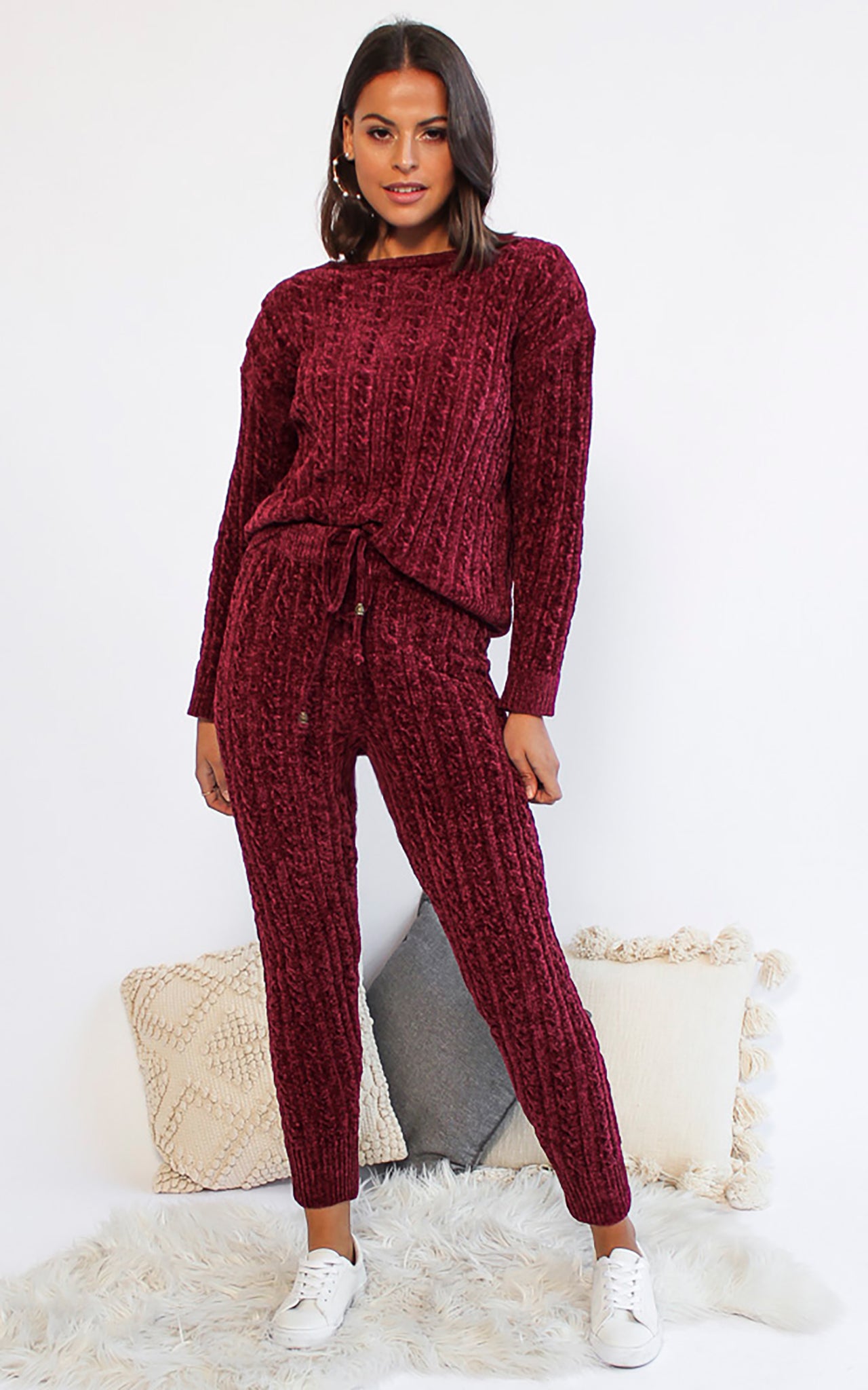 Chanelle Knit Top - Burgundy