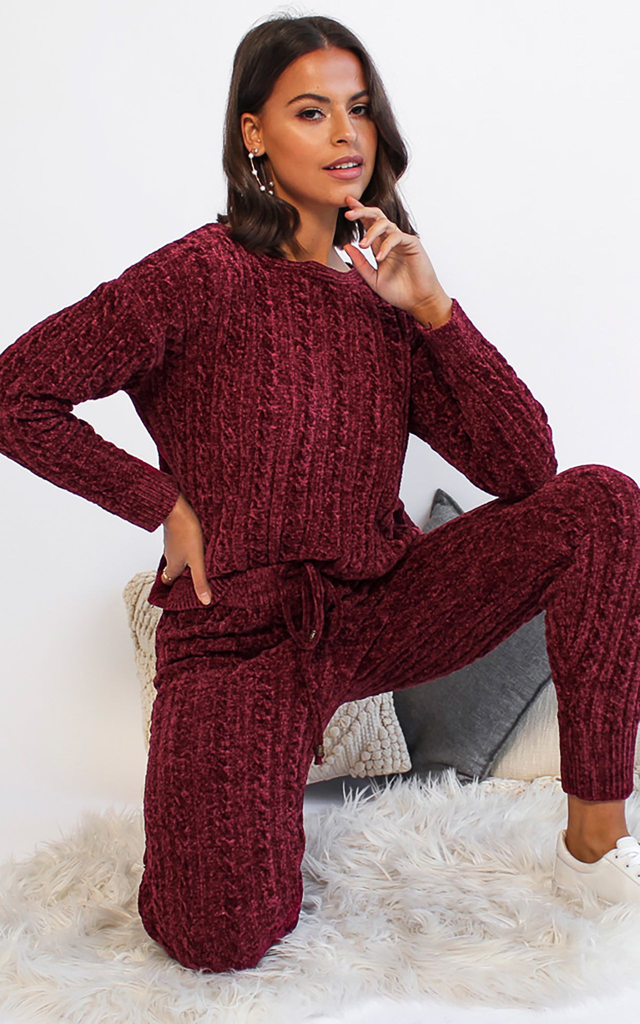 Chanelle Knit Top - Burgundy