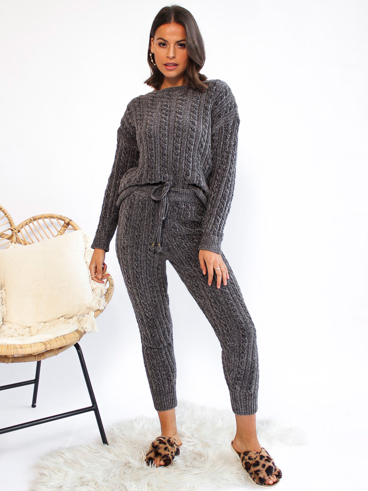 Chanelle Knit Pants - Charcoal