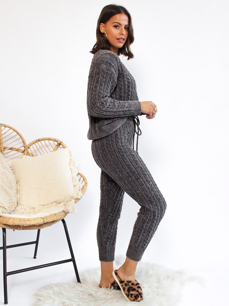 Chanelle Knit Pants - Charcoal