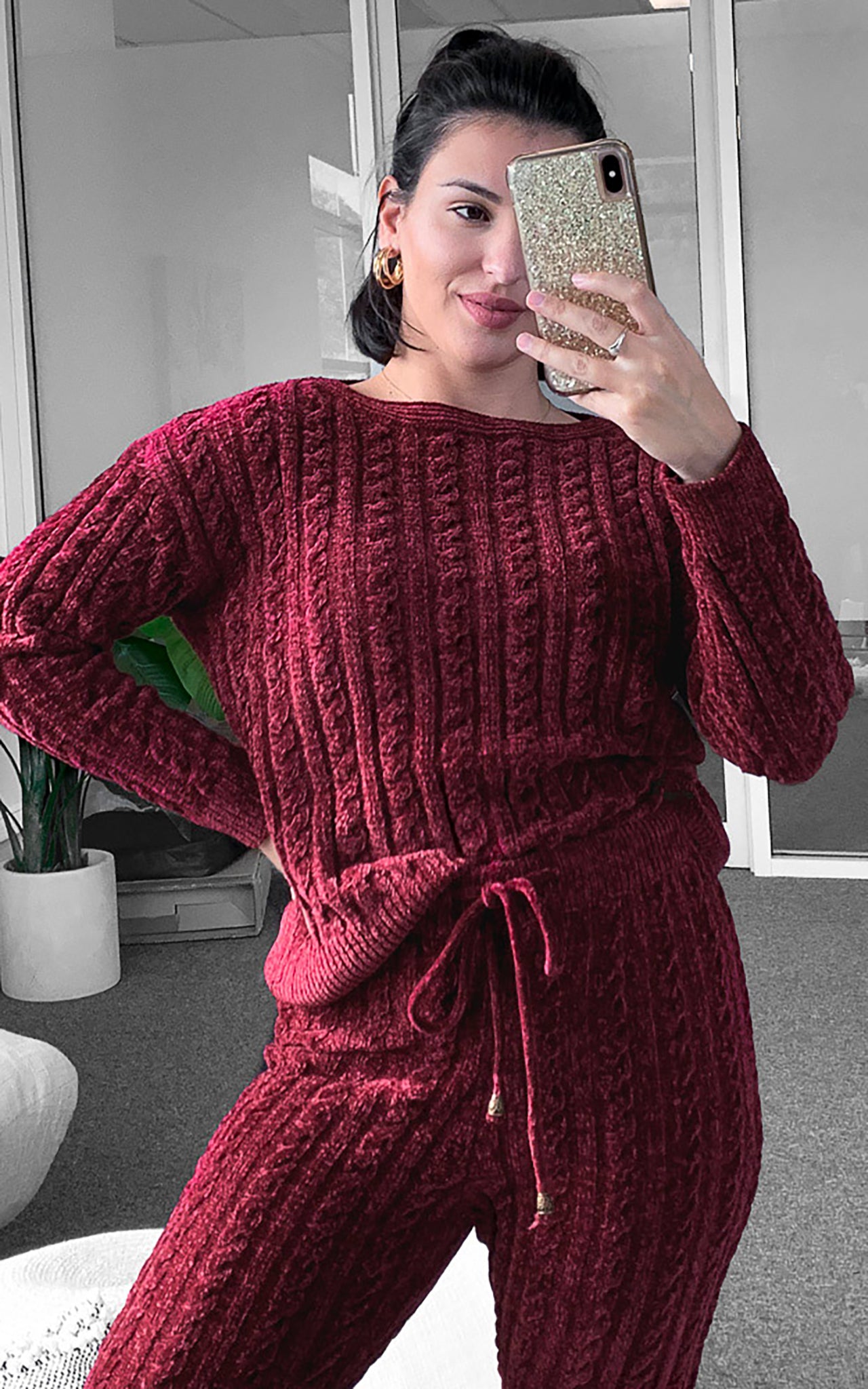 Chanelle Knit Top - Burgundy