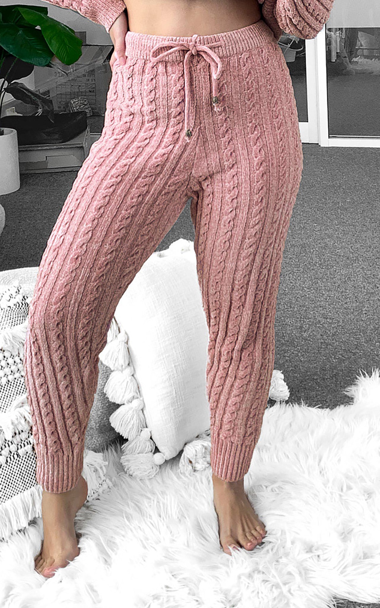 Chanelle Knit Pants - Dusty Pink