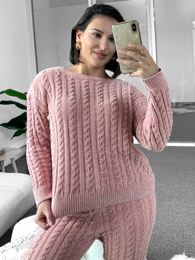 Chanelle Knit Top - Dusty Pink