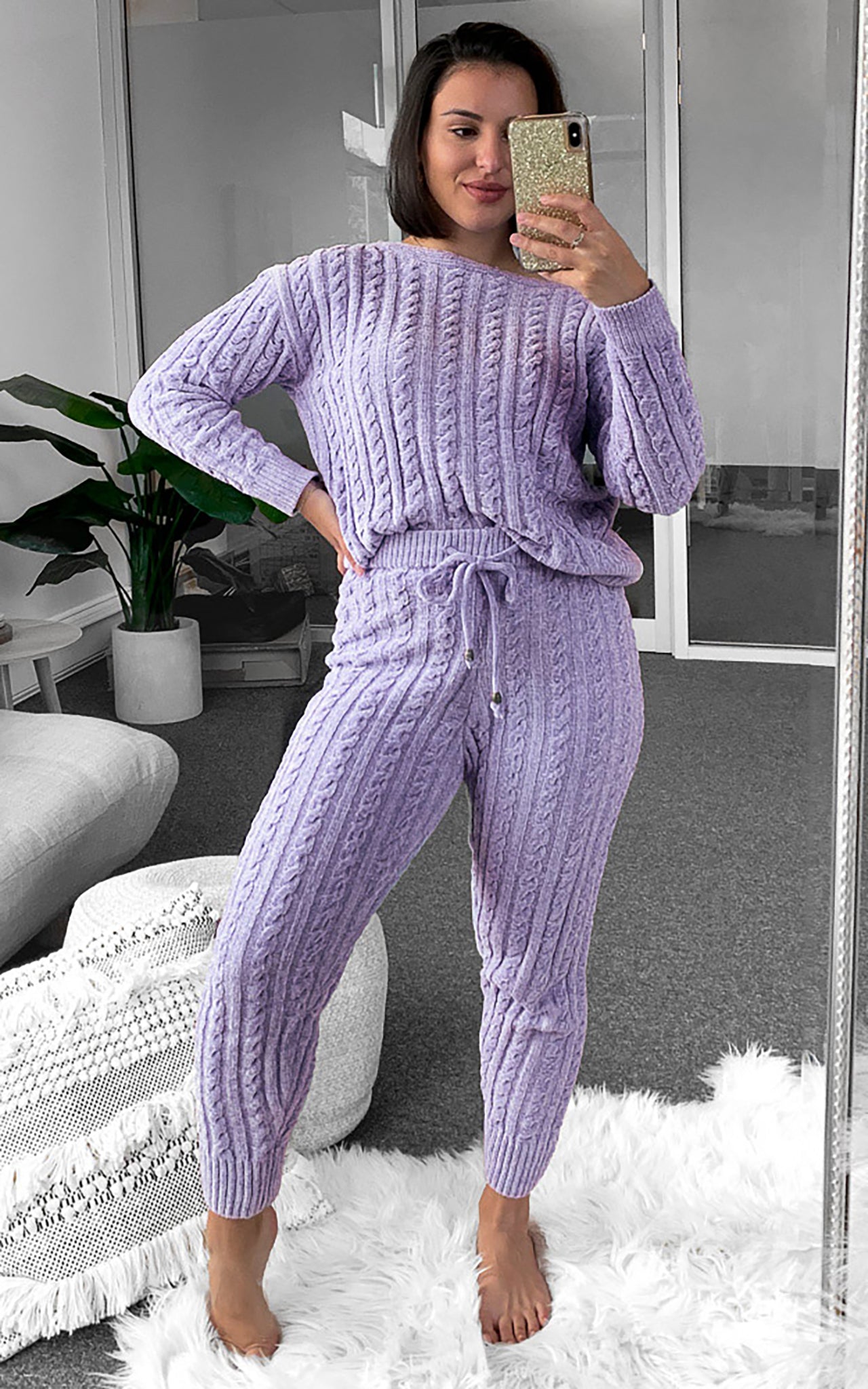 Chanelle Knit Pants - Lilac