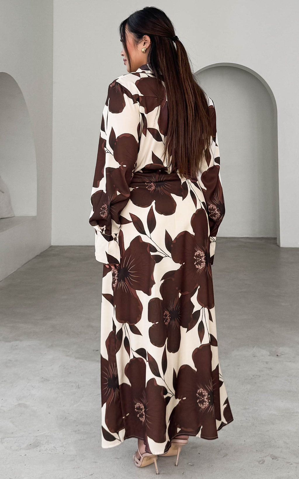 Chappell Maxi Dress - Cream Brown Floral
