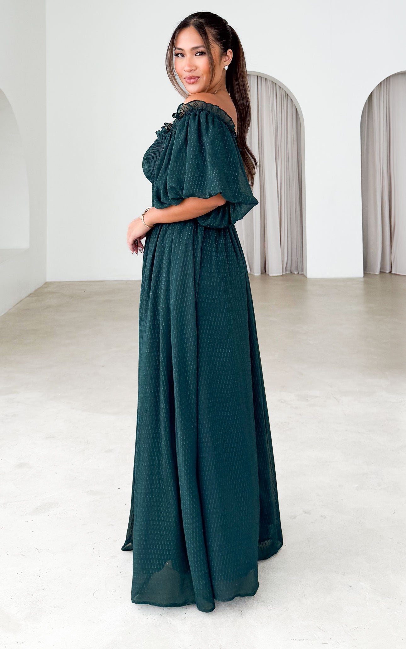 Charlene Maxi Dress - Teal Emerald Texture