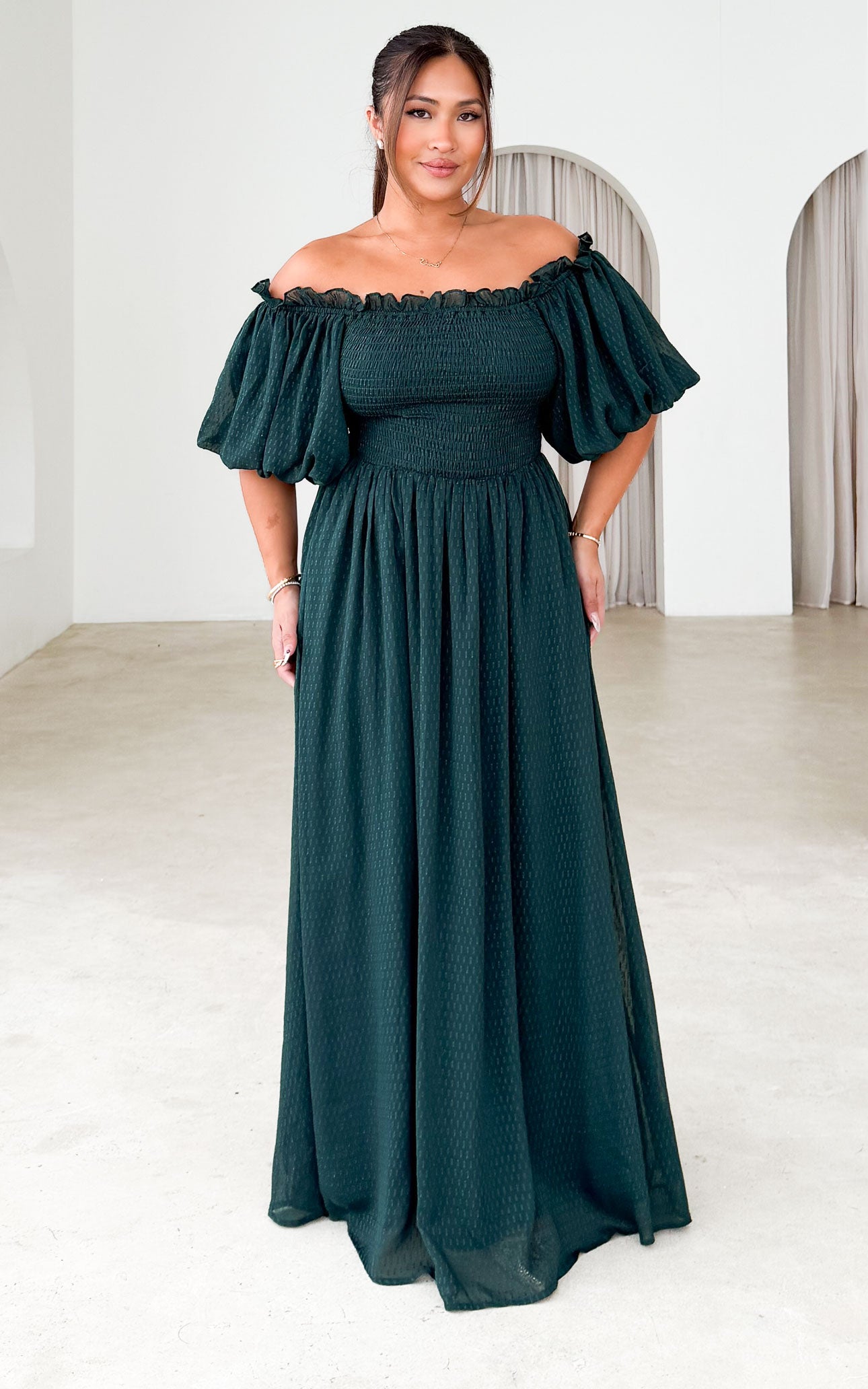 Charlene Maxi Dress - Teal Emerald Texture
