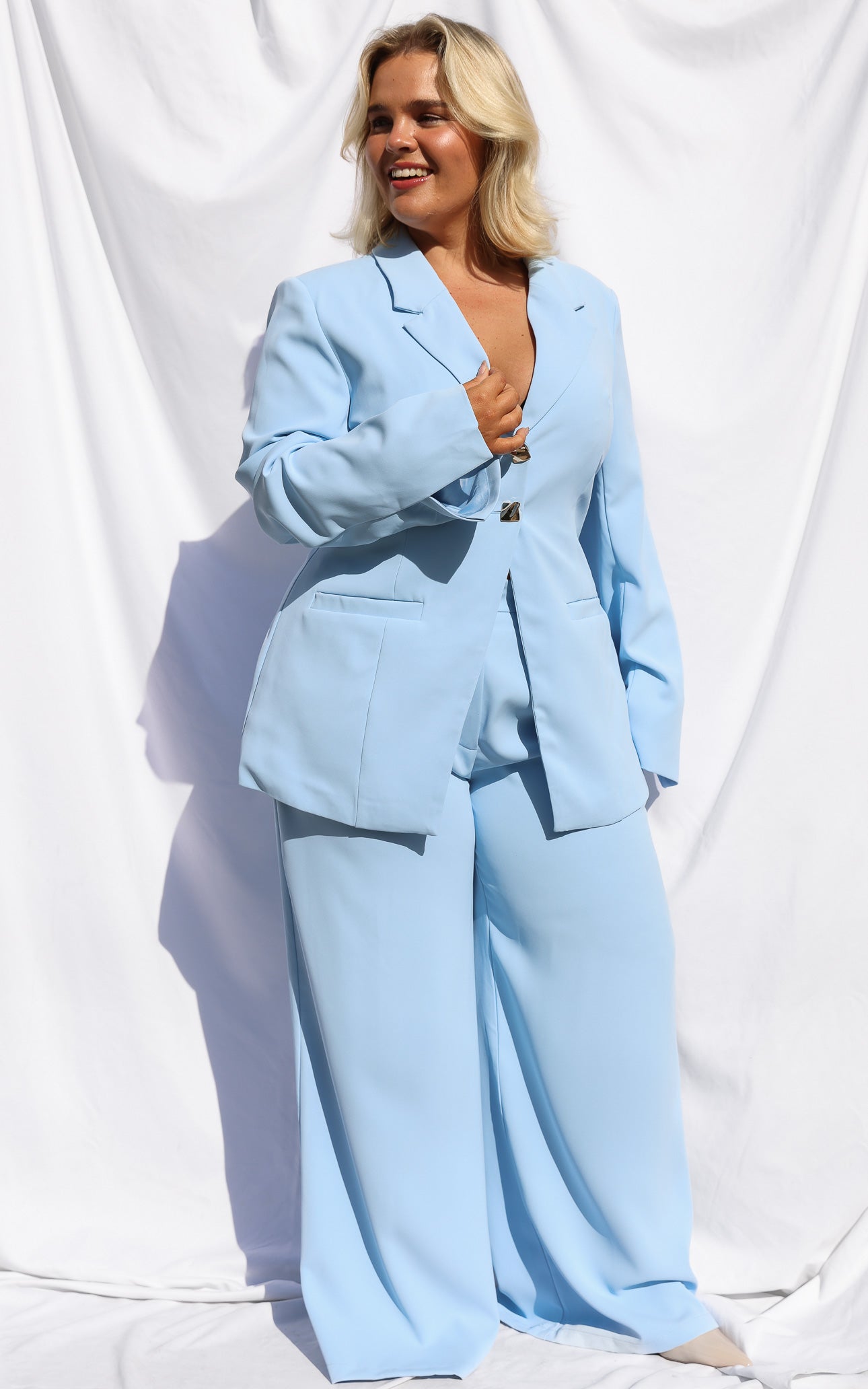 Carson Wide Leg Pants - Baby Blue