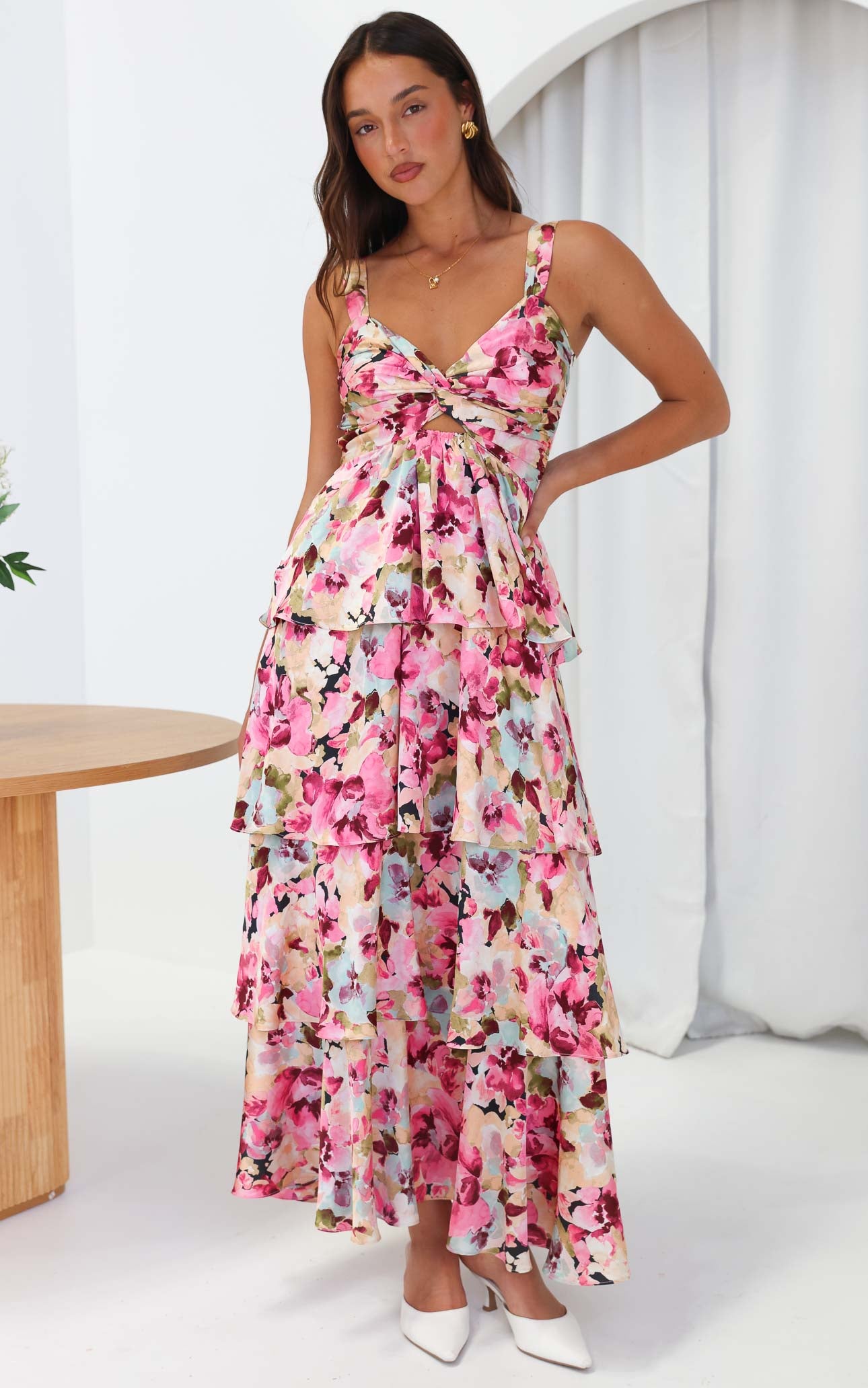 (Preorder) Cherika Maxi Dress - Pink Multi Floral