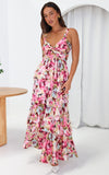 (Preorder) Cherika Maxi Dress - Pink Multi Floral