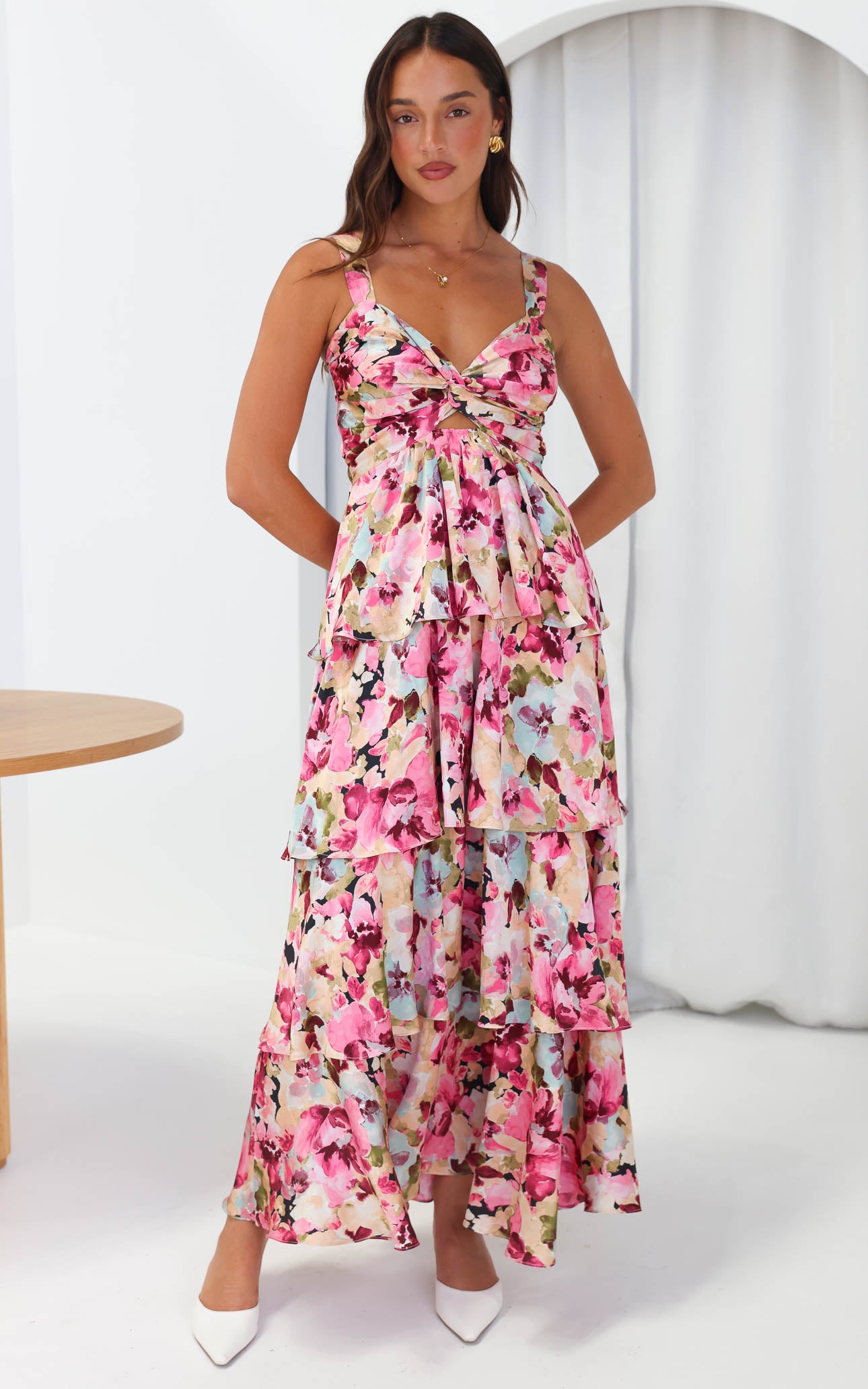 (Preorder) Cherika Maxi Dress - Pink Multi Floral