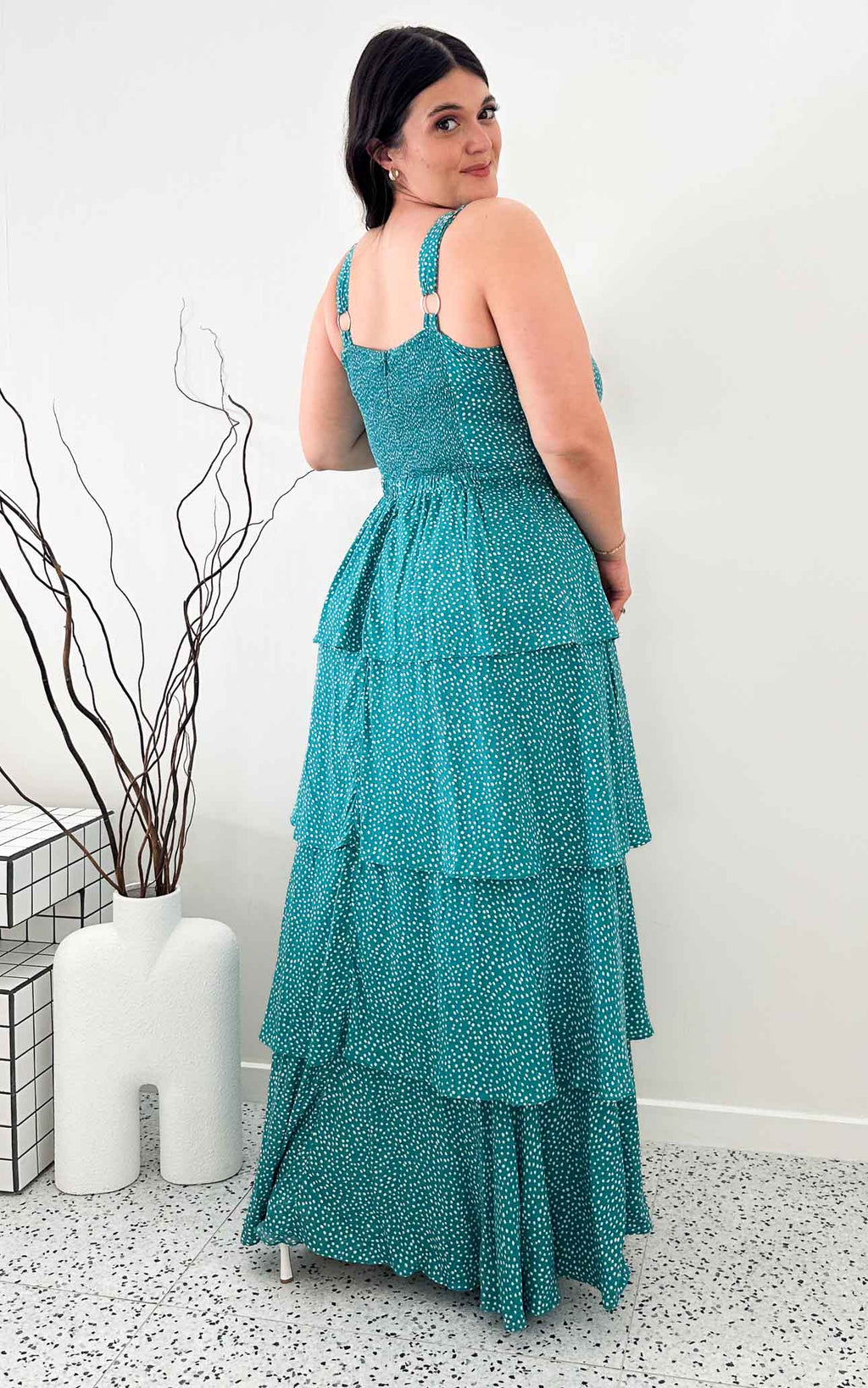 Cherika Maxi Dress - Turquoise Polka Dot