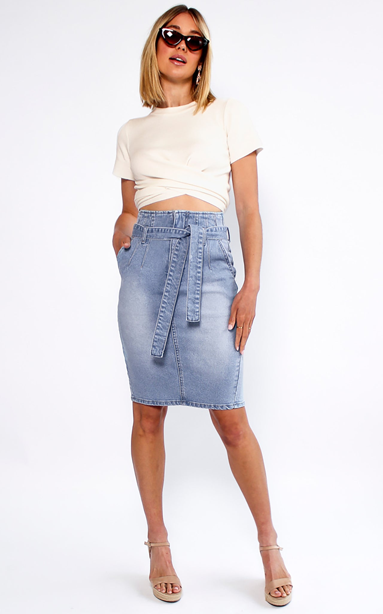 Phoebe Denim Skirt- Light Blue