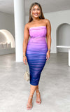 Cindy Mesh Midi Dress - Pink Purple Ombre