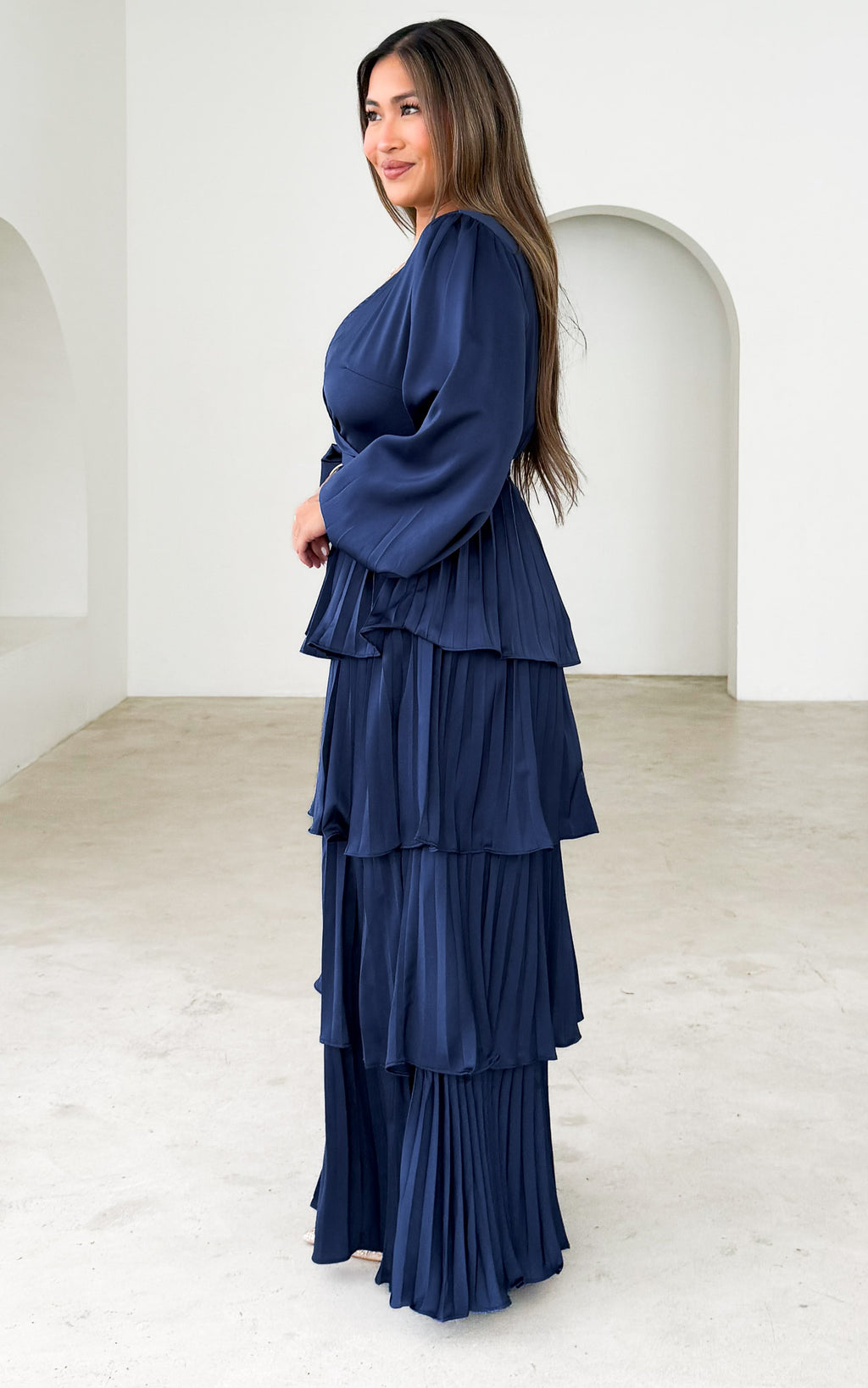 Clarabelle Long Sleeve Maxi Dress - Navy