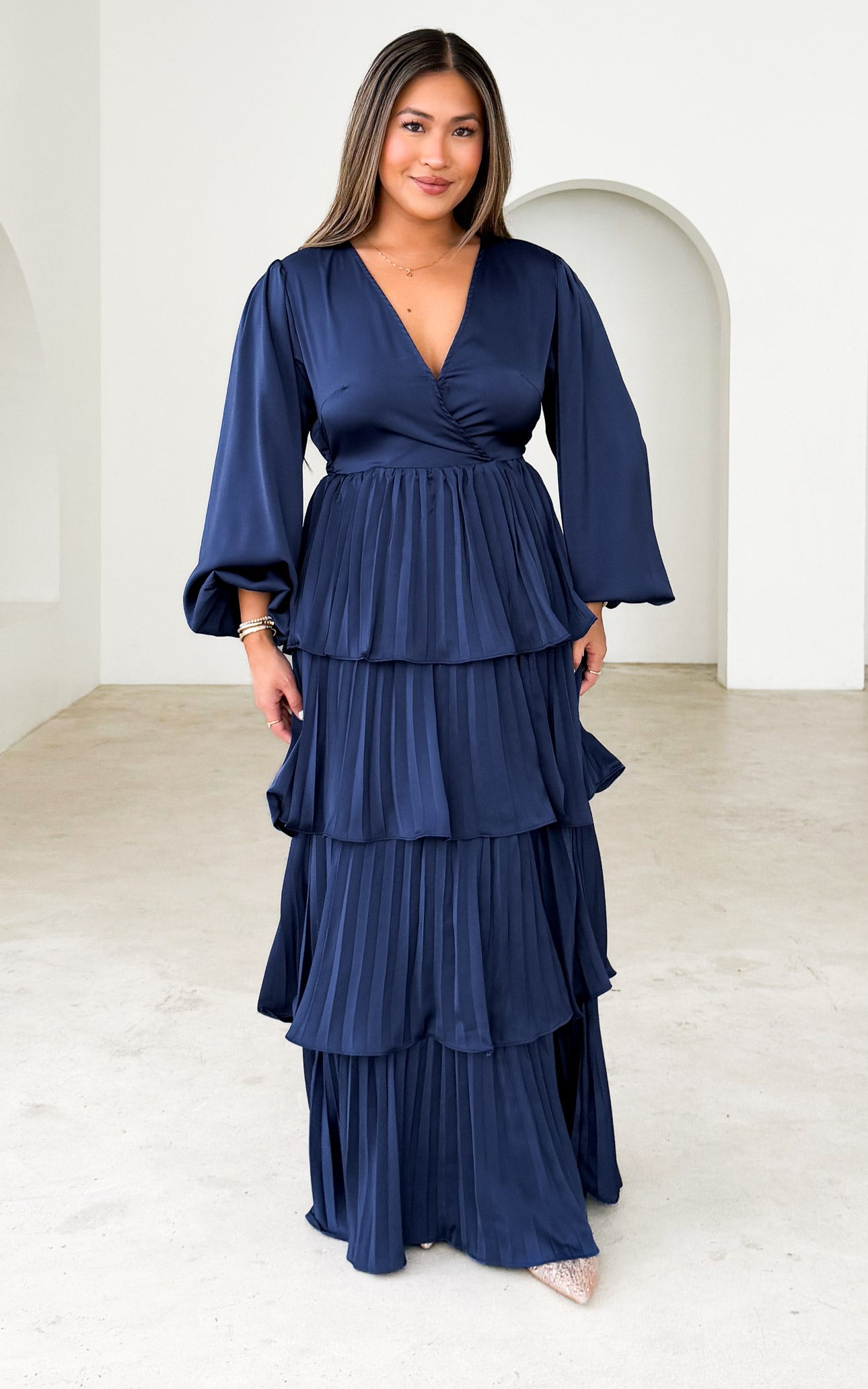 Clarabelle Long Sleeve Maxi Dress - Navy