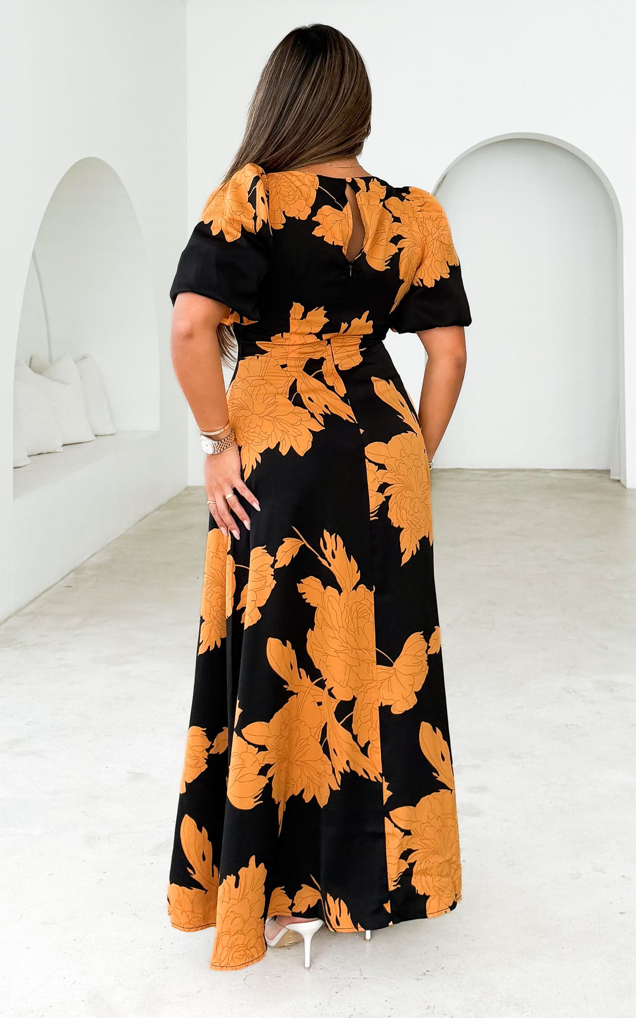 Claudelle Maxi Dress - Black Gold Floral