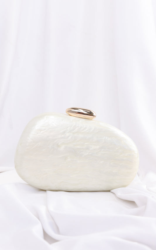 Clio Clutch Bag - Cream Pearl